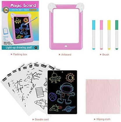 Kids Magic Glow Pad – 3D Light-Up Drawing Board | Interactive LED Art & Learning Tablet for Kids | Ages 3+