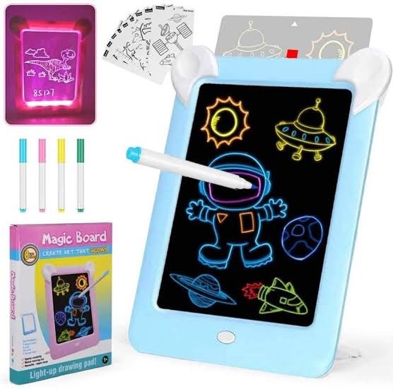 Kids Magic Glow Pad – 3D Light-Up Drawing Board | Interactive LED Art & Learning Tablet for Kids | Ages 3+