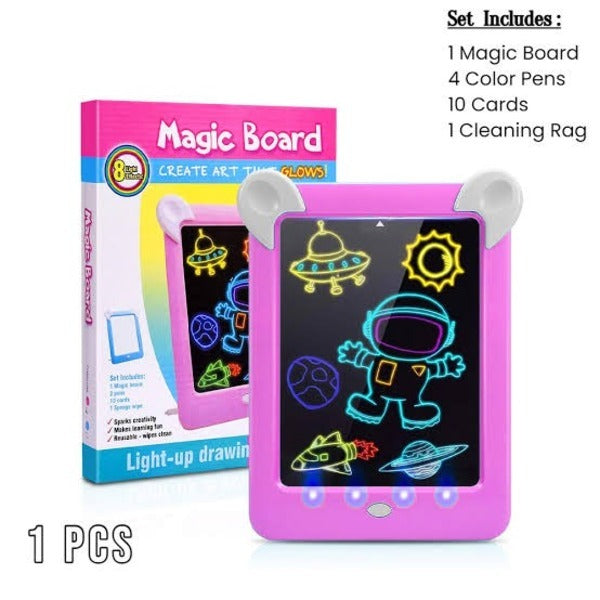 Kids Magic Glow Pad – 3D Light-Up Drawing Board | Interactive LED Art & Learning Tablet for Kids | Ages 3+