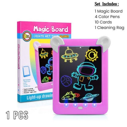 Kids Magic Glow Pad – 3D Light-Up Drawing Board | Interactive LED Art & Learning Tablet for Kids | Ages 3+