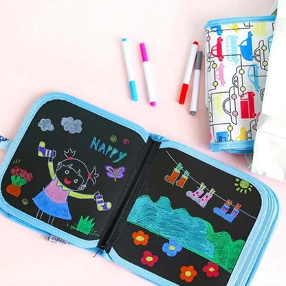 Reusable Drawing & Learning Book with 3 Color Markers