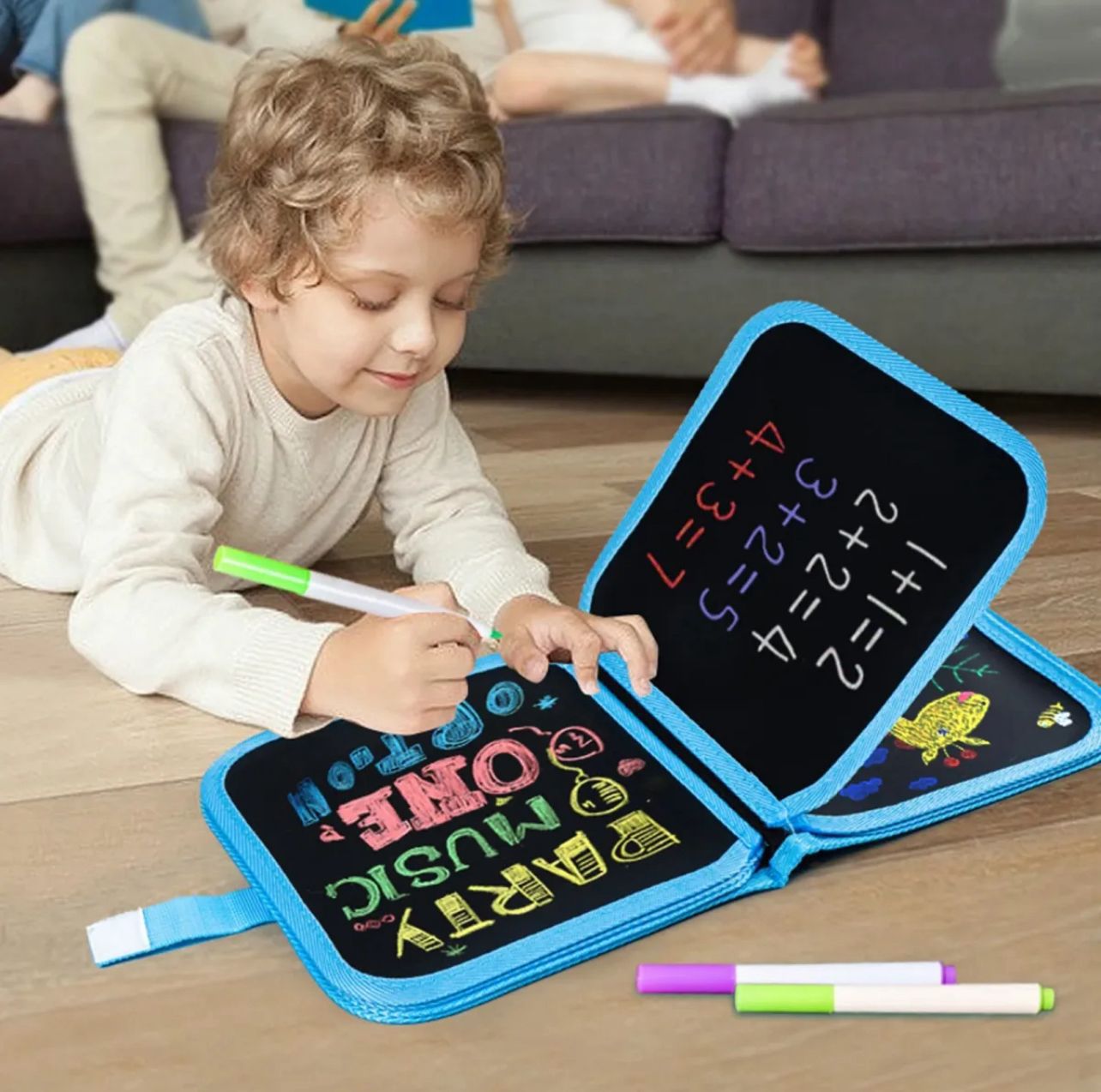 Reusable Drawing & Learning Book with 3 Color Markers