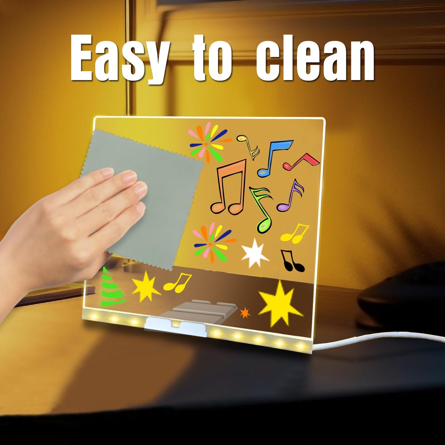 LED Light-Up Writing Board with Markers – Colorful Glowing Acrylic Writing Pad with Stand & Erasable Pens | 20x30CM