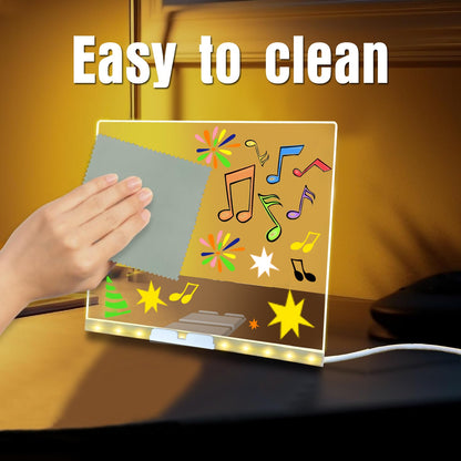 LED Light-Up Writing Board with Markers – Colorful Glowing Acrylic Writing Pad with Stand & Erasable Pens | 20x30CM