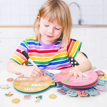My Alphabet Busy Book – Interactive Learning Kit for Kids with Magnetic Letters, Stickers & Reusable Marker