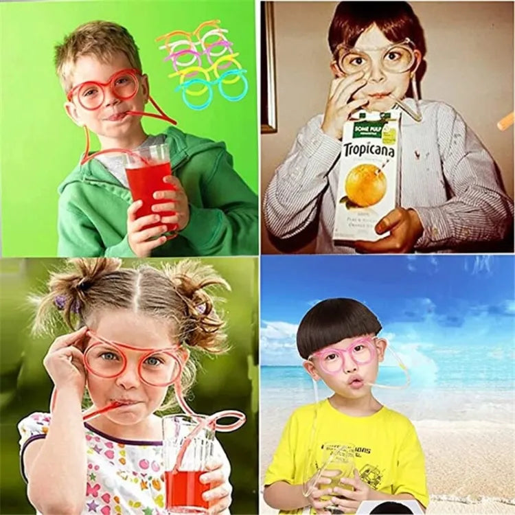 Funny Silly Straw Glasses – Creative Flexible Drinking Straw Eyeglasses | Fun Party Accessory for Kids & Adults