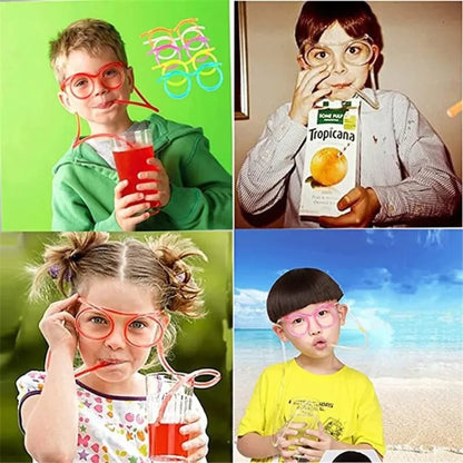 Funny Silly Straw Glasses – Creative Flexible Drinking Straw Eyeglasses | Fun Party Accessory for Kids & Adults