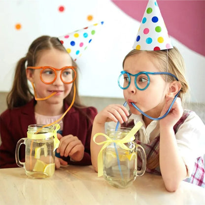 Funny Silly Straw Glasses – Creative Flexible Drinking Straw Eyeglasses | Fun Party Accessory for Kids & Adults