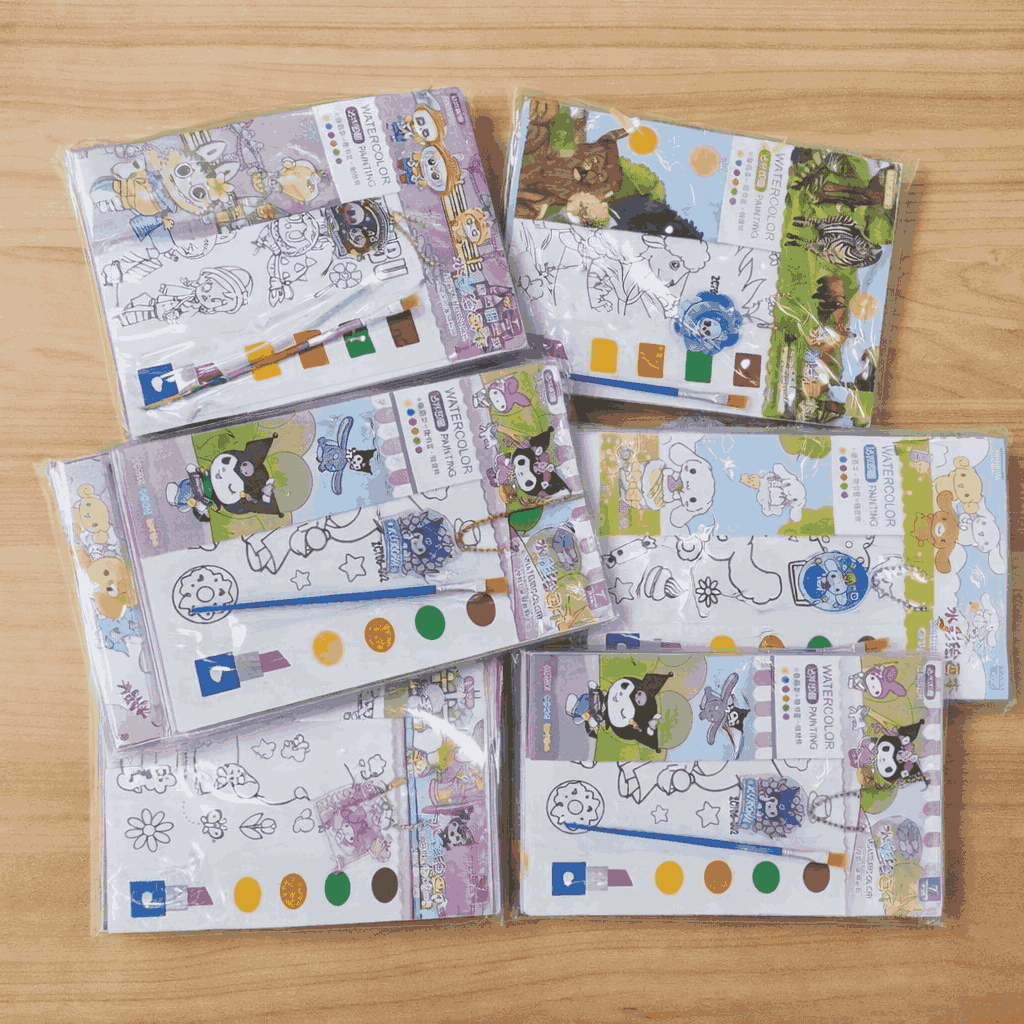 Kids' Pocket Watercolor Painting Book – 3-in-1 Creative Set with Built-in Paints, Brush & Keychain