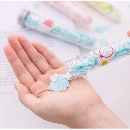 Portable Mini Paper Soap Sheets in Travel Tubes – Scented Disposable Hand Wash Flakes | Pack of 4