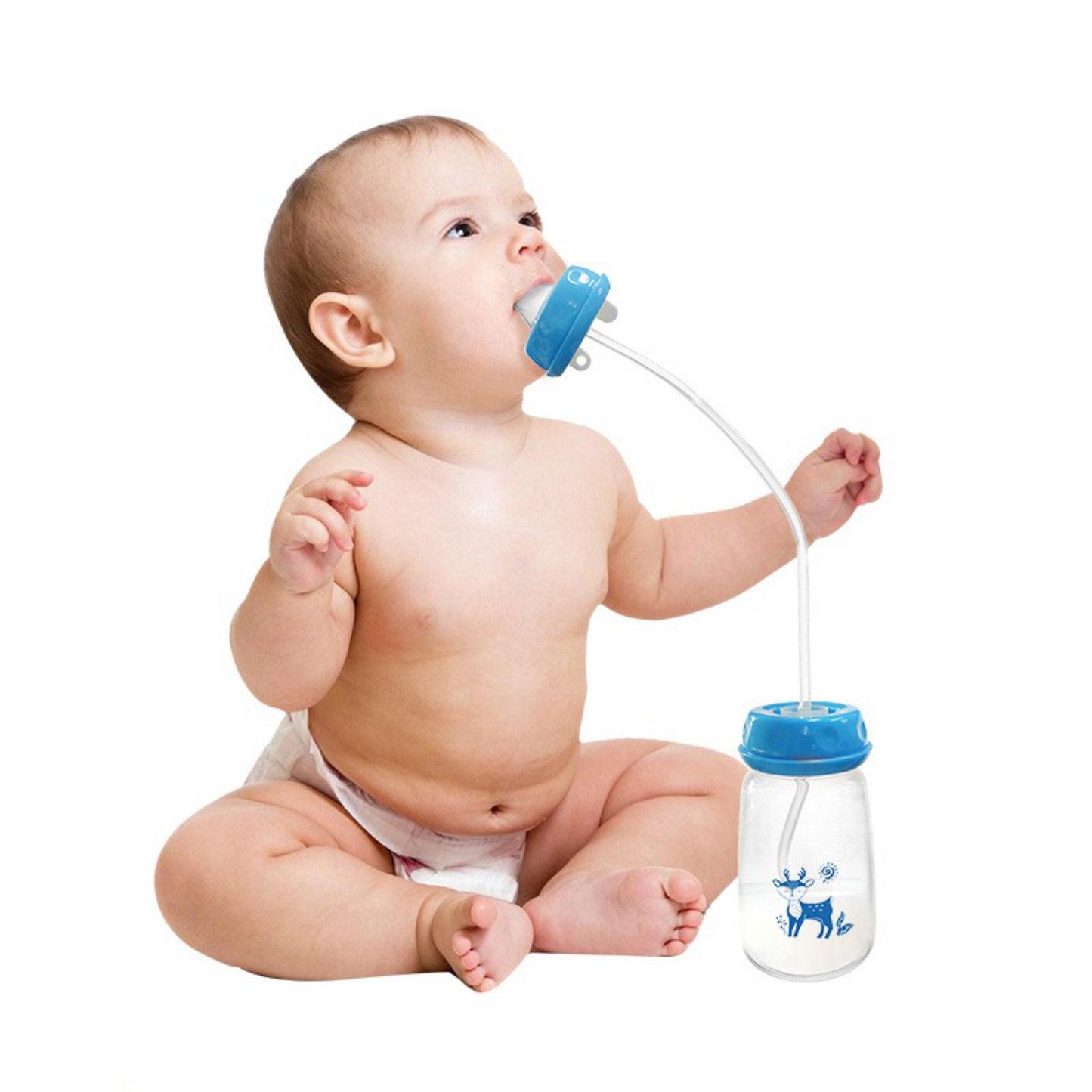 Hand Free Feeder | Anti-Colic, BPA-Free with 360° Gravity Straw