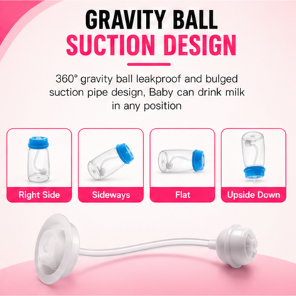 Hand Free Feeder | Anti-Colic, BPA-Free with 360° Gravity Straw