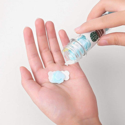 Portable Mini Paper Soap Sheets in Travel Tubes – Scented Disposable Hand Wash Flakes | Pack of 4